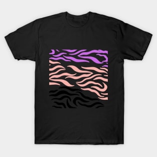 Violet Pink Black wavy pattern in Blck T-Shirt